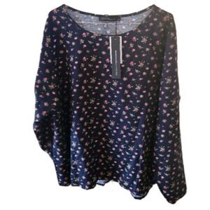 Zanzea Dark Blue Floral Blouse New With Tags Size 5XL